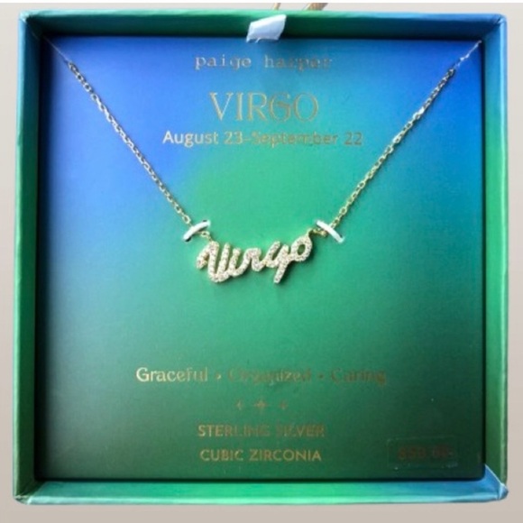Paige Harper Virgo Gold Plated Sterling Silver & CZ Pendant Necklace - Picture 1 of 2